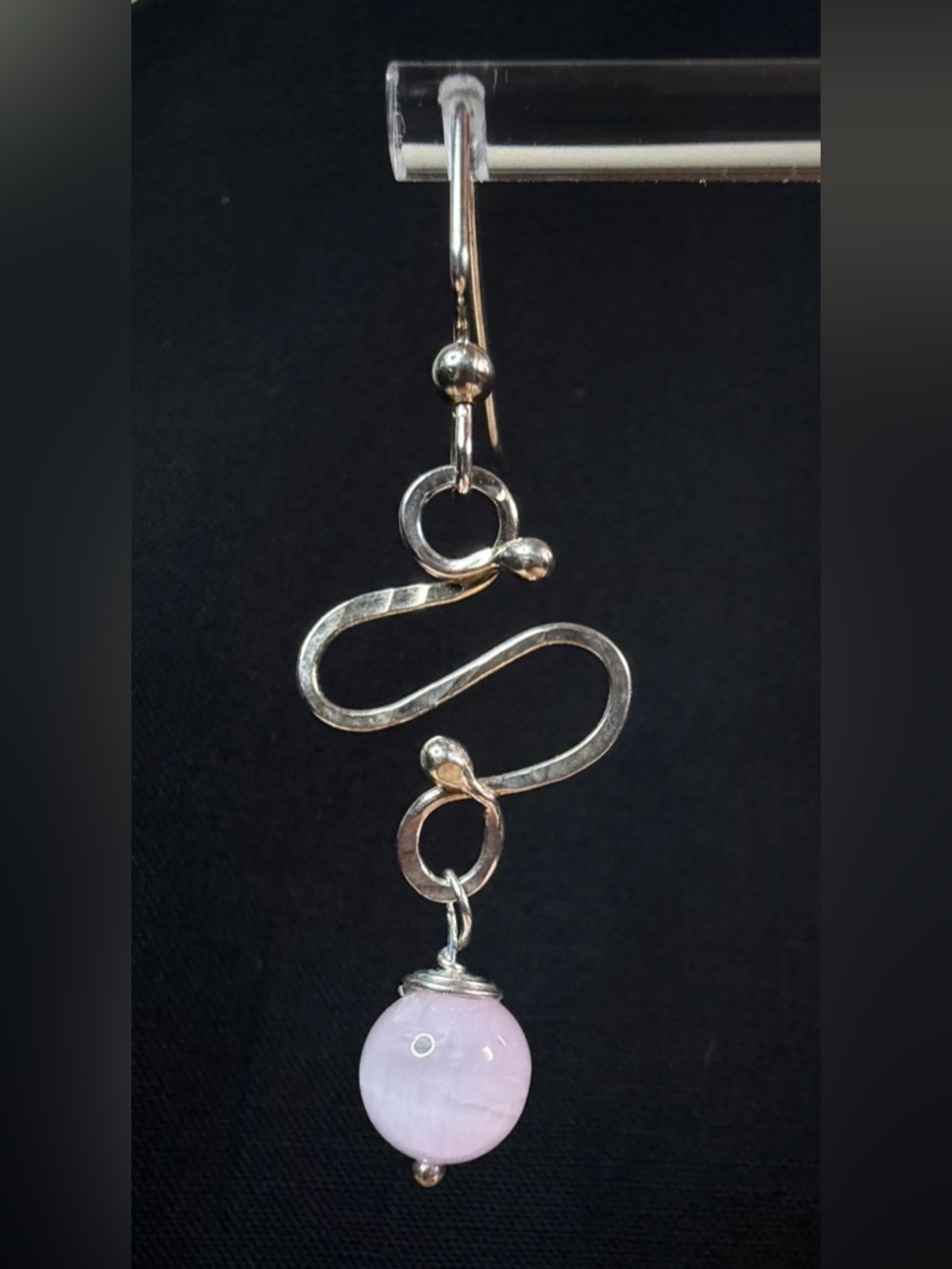 Sterling Silver Kunzite Artisan Hand Crafted Dangle Earrings - Picture 3 of 8